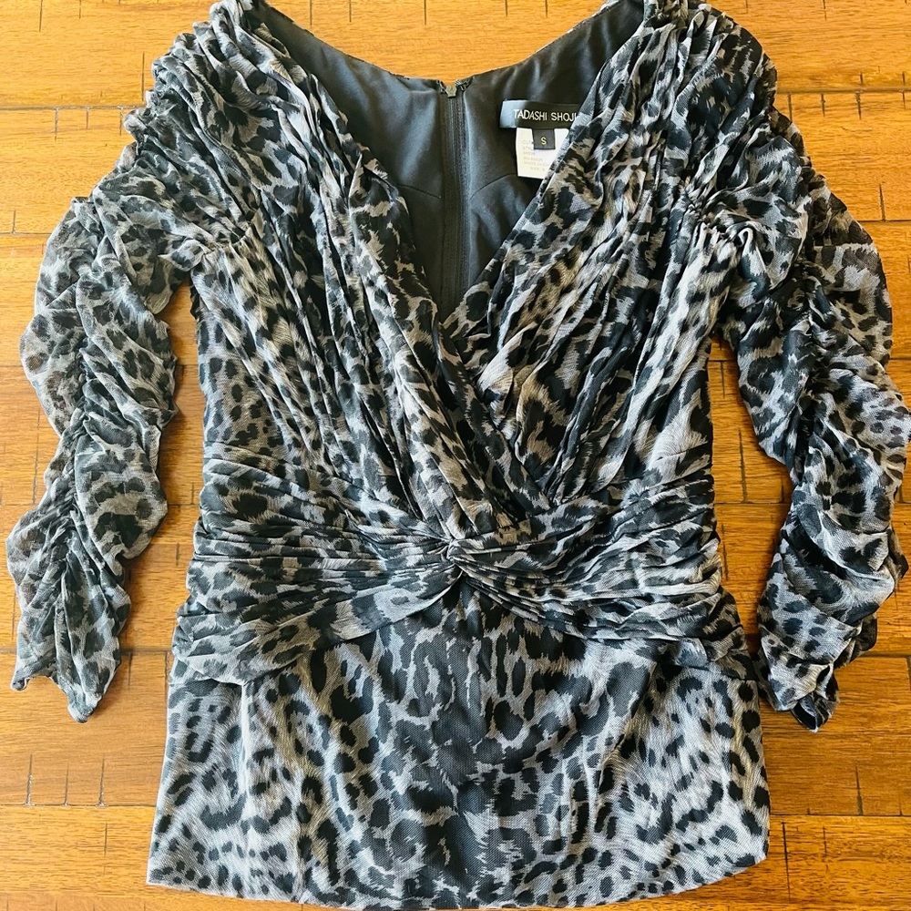 Tadashi Shoji Animal print cocktail shirt